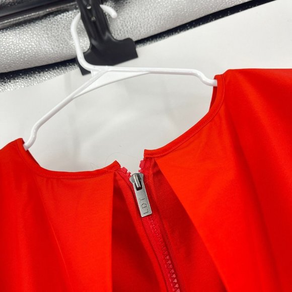LDT Dress Red Maxi Puff Sleeve Waist Tie Pleated A-Line Back Zip NWOT Size 12 - Picture 5 of 8